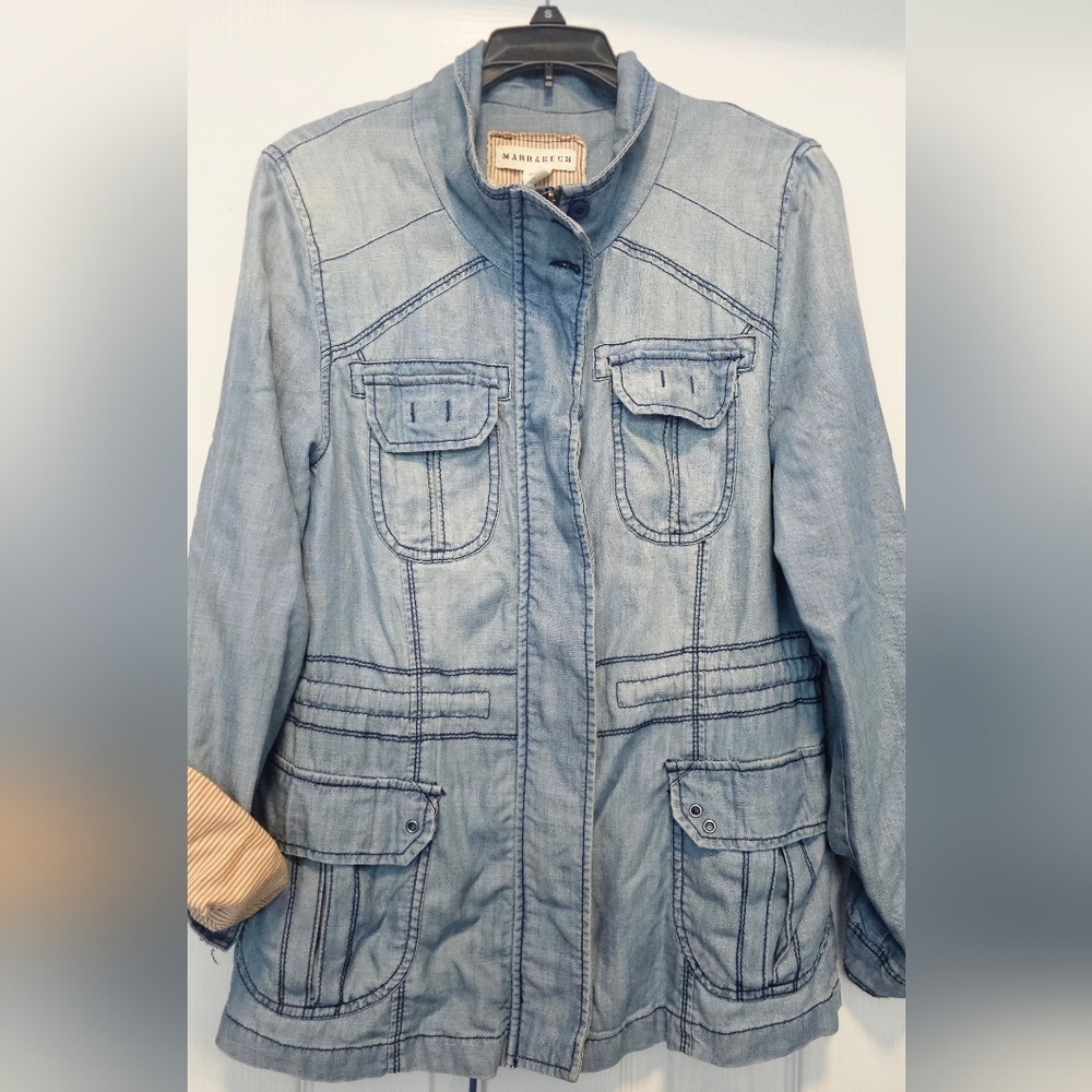 Anthropologie Marrakech Chambray Anorak Utility Jacket. Size Small - Picture 2 of 14
